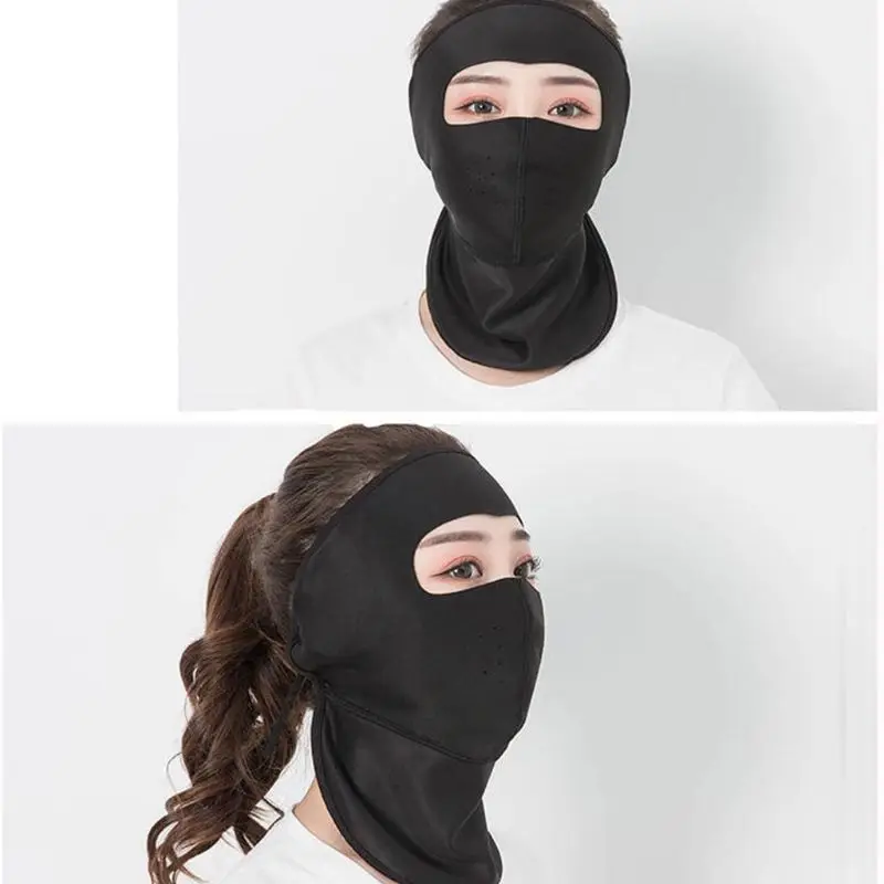 Женская тонкая дышащая ледяная шелковая Солнцезащитная маска с длинным горлом для лица летняя УФ-защита для езды на велосипеде на открытом воздухе пляжные респираторы для ушей