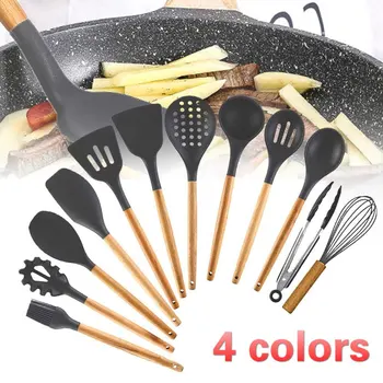 

Silicone Cooking Utensils Kitchen Utensil Heat Resistant Kitchen Non-Stick Cooking Utensils Baking Tools With Storage Box Tools