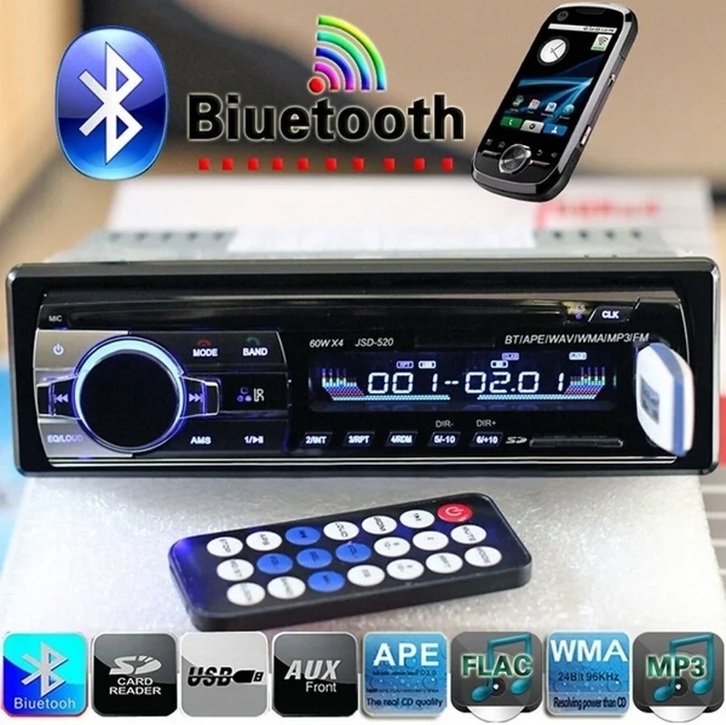 Авторадио один 1Din автомобильный стерео MP3 плеер в тире головное устройство Bluetooth USB AUX FM радио Поддержка карт памяти, и U диски - Цвет: 520