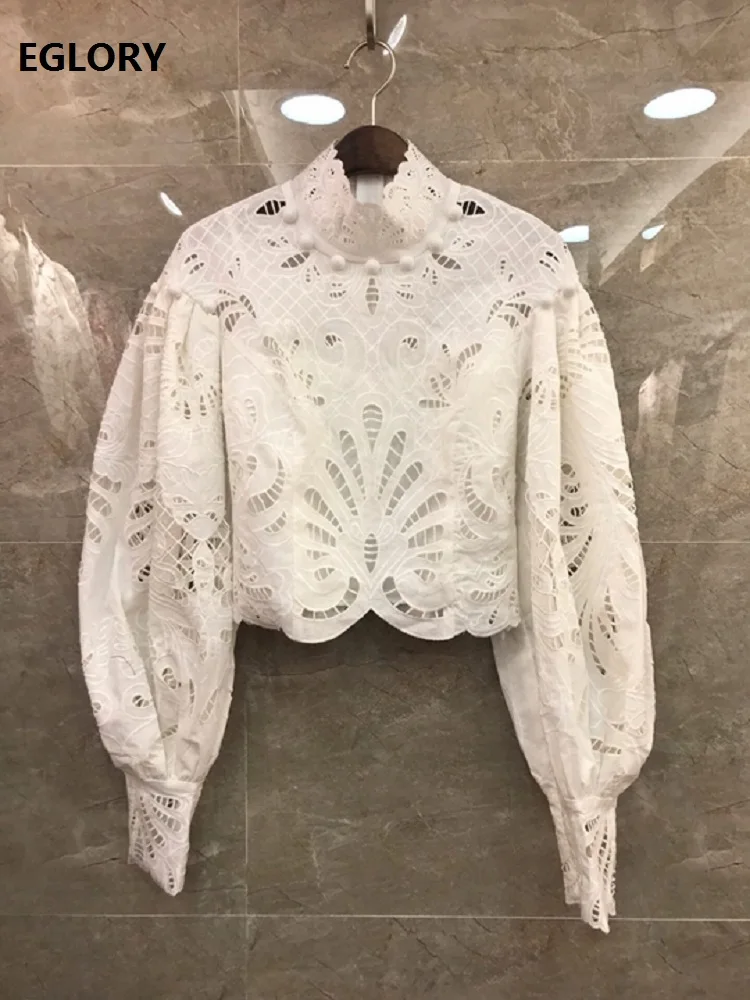 

Crop Tops 2020 Spring Fashion Sexy Blouses Women Allover Exquisite Embroidery Long Sleeve Casual Party Sexy Club Tops Blusa