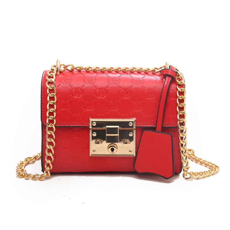 

2019 European and American women bag style solid color embossed shoulder black Messenger bag small fashion casual commuter bag