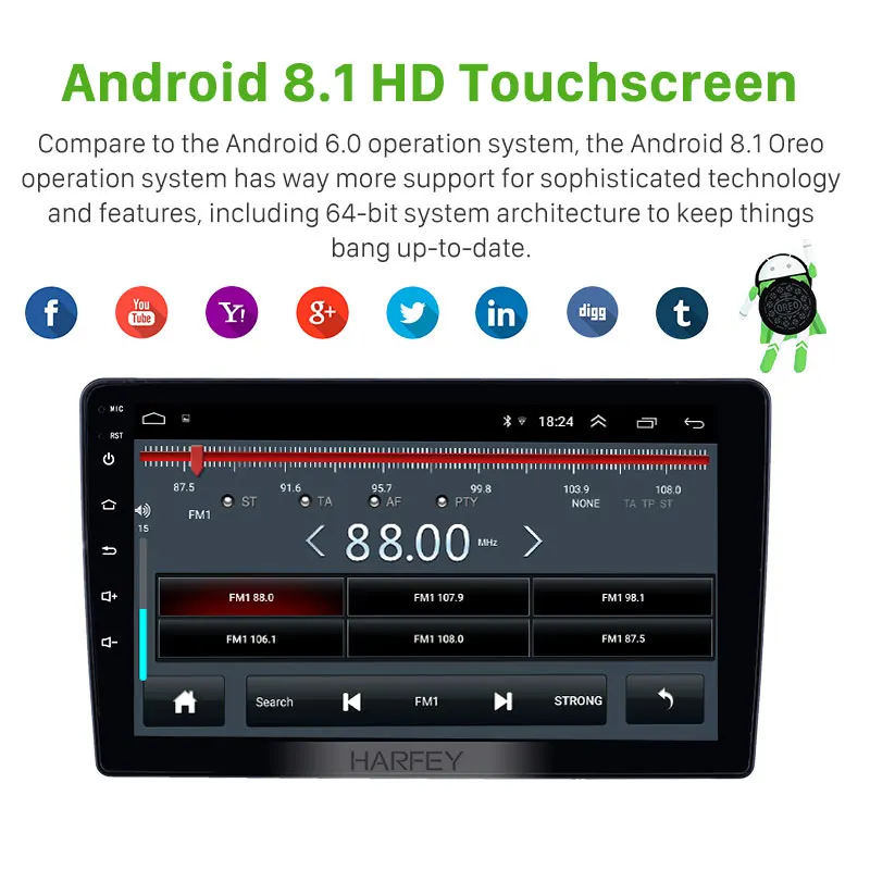 buy Harfey 2din Car GPS Radio HD 9 inch 2.5D screen Android 8.1 for Renault Duster 2014 2015 2016 2017 2018 support OBD2 Carplay