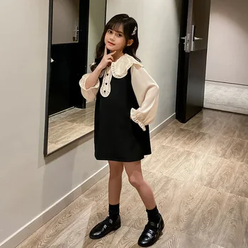 

Girls Dress 2020 Autumn Peter Pan Collar Princess Dresses Elegant Children Girls Clothes Kids Dress For Girl 4 6 8 10 12 14 Y