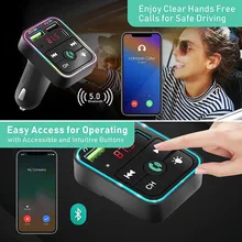 

Bluetooth 5.0 Car Wireless FM Transmitter Adapter 2USB PD Charger AUX Hands-Free Mic Audio Receiver Auto MP3 Player USB Drive