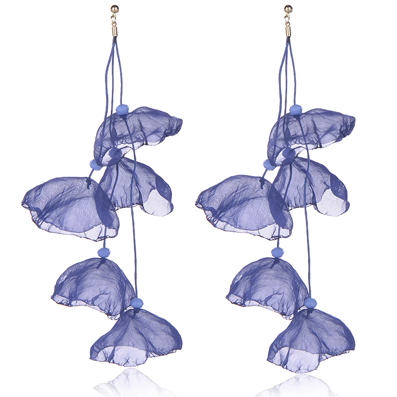 

Trendy Yarn Flower Long Tassel Dangle Earring Handmade Statement Jewelry Charm Beads Drop Earrings for Women Holiday Dress