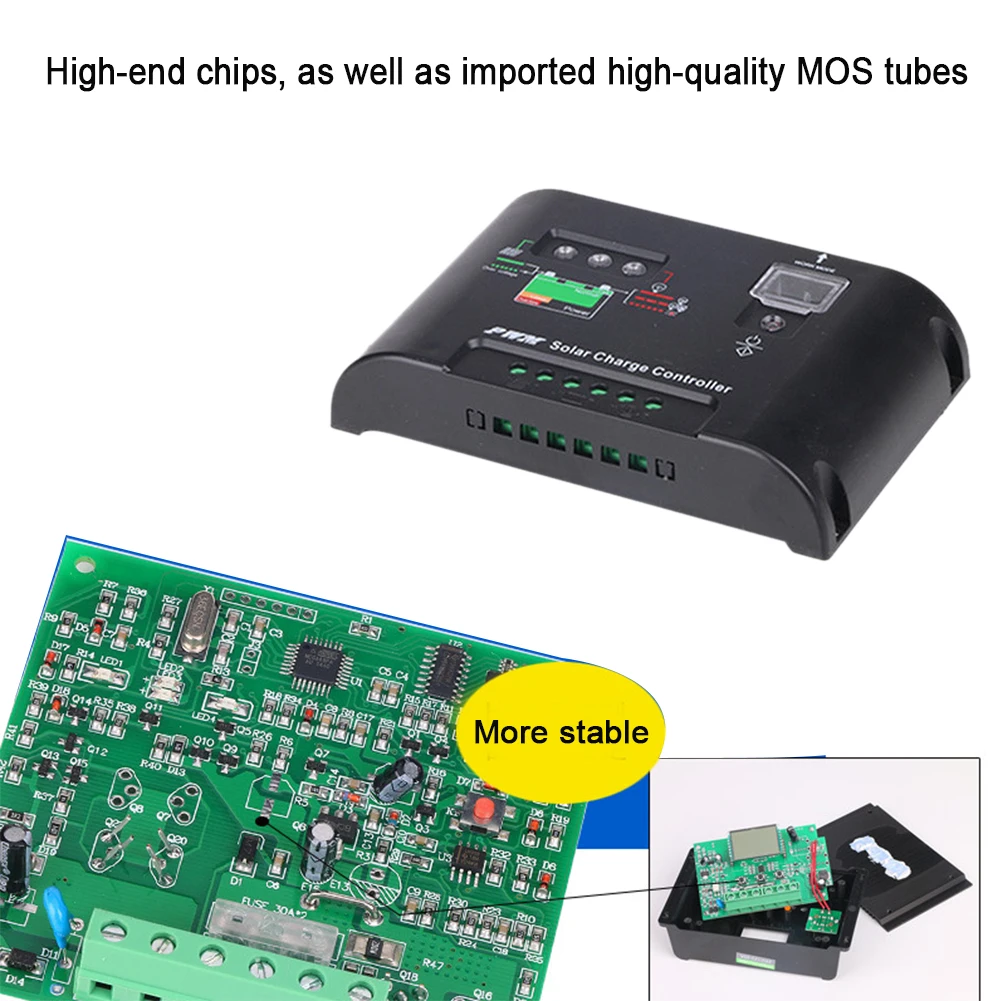 

Home Portable Durable Practical 12V 24V PWM Battery Panel Regulator Stable 10A 20A 30A Solar Charge Controller Universal