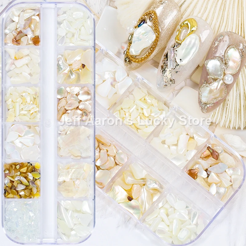 1 Box Nails Abalone Shell Fragments Texture Natural Sea 3d Charm Nail Art Decoration Slice DIY Beauty Salon Tools new | Красота и