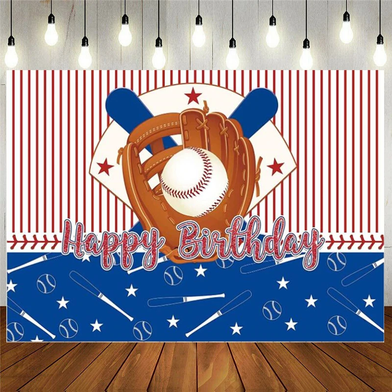 

Фон для дня рождения для мальчиков украшения для бейсбольной вечеринки Спортивная Тема синие и красные полосы новорожденные дети баннер для будущей мамы