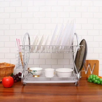 

1 Set 2-Tier Dish Drying Rack Helpful Durable Convenient Effecient Holder for Kitchen