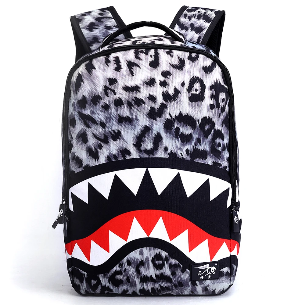 

Fashion Backpack Shark Printed School Bags for Girls Boy Kids Carton 22L Backpack Bookbag Schoolbags Leopard Mochila Rucksack