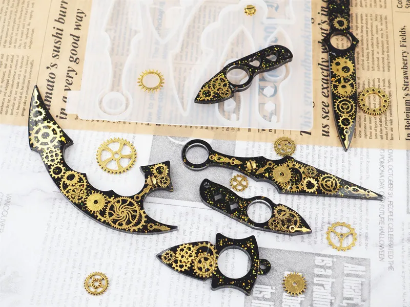 Newest Knife Shaped Keychain Silicone Mould for Diy Handmade