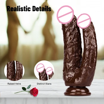 Suction Cup Double Dildo Femme Sexshop Adult Sextoy Penis Gay God Gode Erotic Dick Anal Consolador Buttplug Lesbian Jouet Sexuel 5