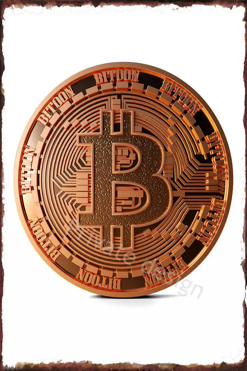 Биткоин BTC Золотой Ретро винтажный металлический знак жестяной оловянные