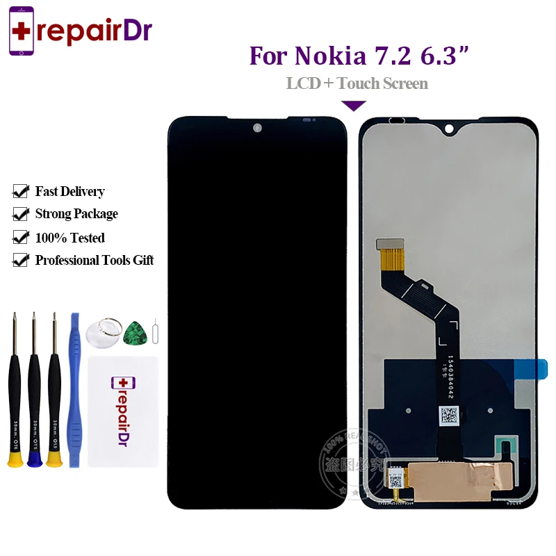 ЖК-дисплей 6 3 дюйма для Nokia 7 2 TA-1196 дигитайзер сенсорного экрана в сборе запасные