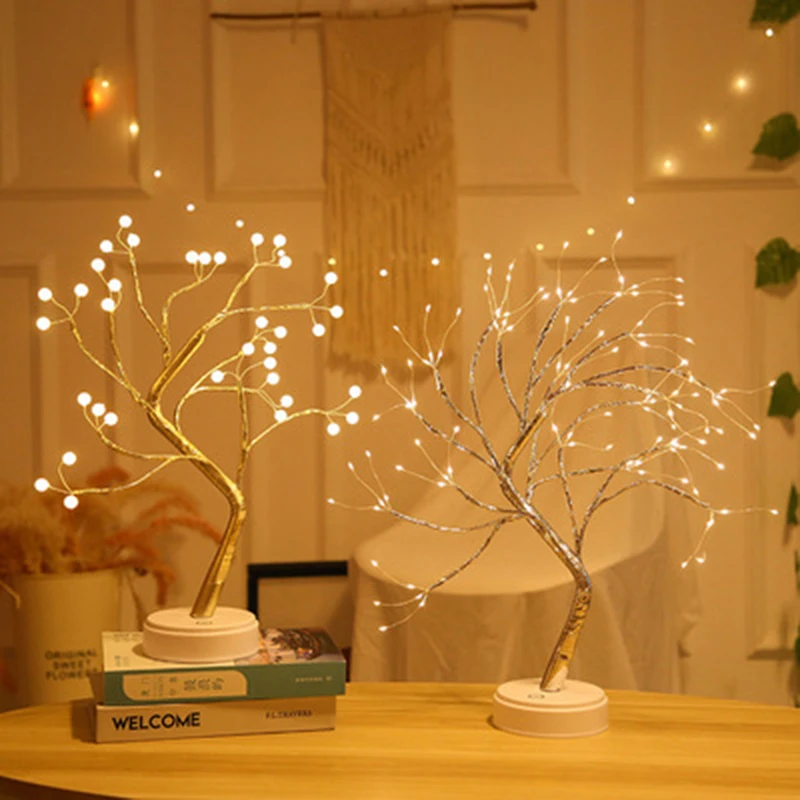 Mini Arbre Lumineux Led Avec Fil De Cuivre, Lampe De Nuit