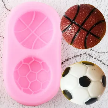 

Sport Ball Silicone Molds Soccer Basketball Candy Chocolate Soap Mold Baby Birthday Cupcake Topper Fondant Cake Decorating Tools