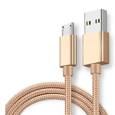 Прочный нейлоновый плетеный кабель Micro usb-кабель Android зарядная зарядка и кабель для синхронизации данных для samsung S7 S6 Micro USB устройства провода - Цвет: Gold  Microusb