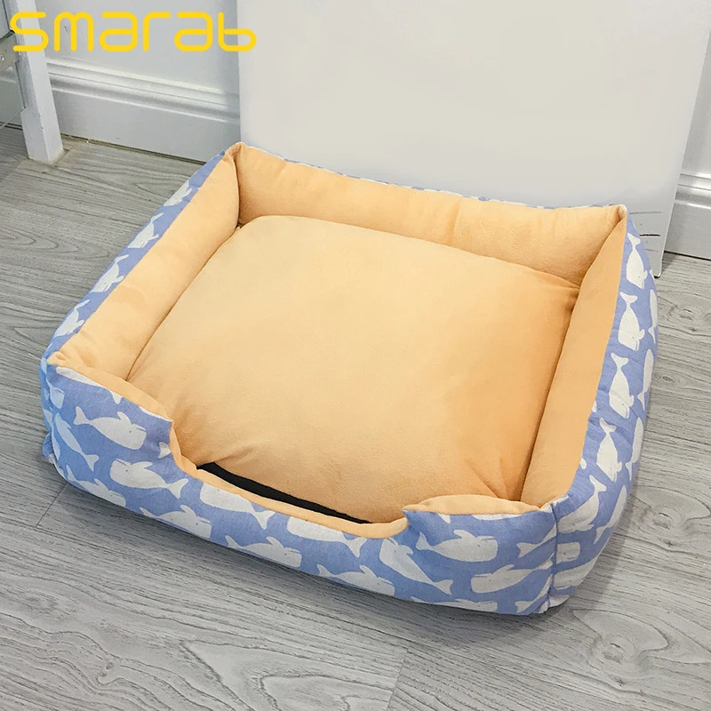 Собачья Лежанка питомник Флисовая теплая кровать для кошки диван Дом моющаяся кровать спальная корзина подушка для маленьких для средних и больших собак принадлежности - Цвет: Blue Whale