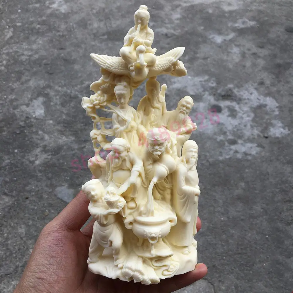 

Natural palm tree coconut fruit, pure manual carving, The Eight Immortals crossing the sea, exquisite crafts, decorations