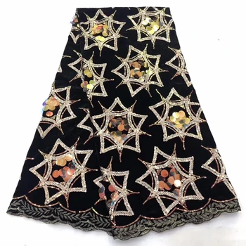 

African Lace Fabric sequins Embroidered Nigerian Laces Fabric Bridal High Quality French Tulle Lace Fabric For Wedding Party