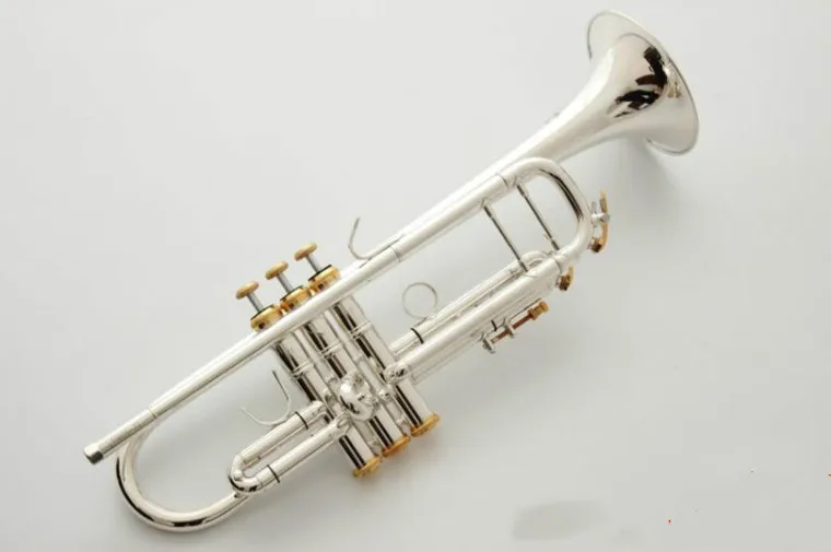 Best quality Stradivarius LT197S-99 Trumpet B Flat Silver Plated Professional Trumpet Musical Instruments & Hard boxs