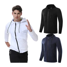 Мужская куртка для бега, с длинным рукавом, на молнии, с капюшоном, худи для бодибилдинга, ветрозащитное пальто, спортивная одежда для спортзала, бегунов, спорта, фитнеса, толстовка