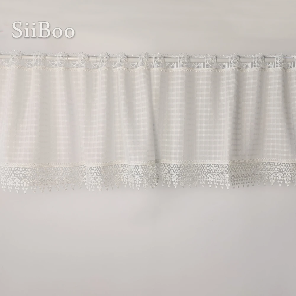 cortina de tubo de estilo japones y coreano cortina de tubo de color blanco con colgante de encaje para ventana cocina cortinas de tul zaslony do