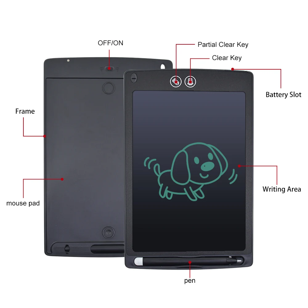 CHIPAL 8.5 lcd 태블릿 그리기 디지털 부분적으로 지울 수있는 그리기 태블릿/패드/보드 어린이 선물 펜 배터리