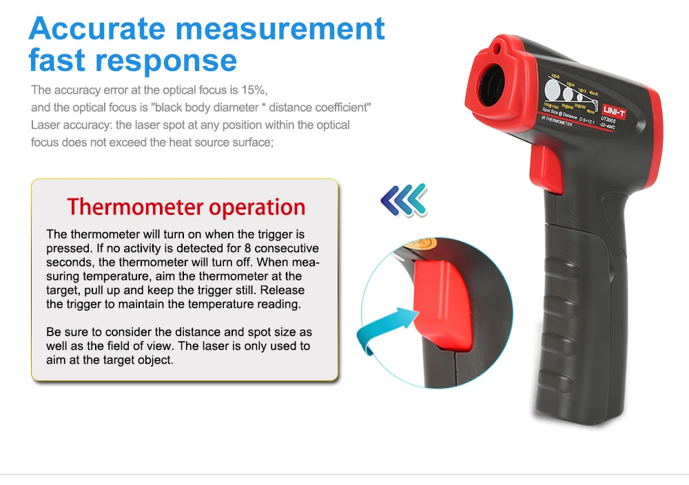 Цифровой термометр инфракрасный промышленный термометр Бесконтактный цифровой пистолет прибор для измерения температуры UNI-T UT300S