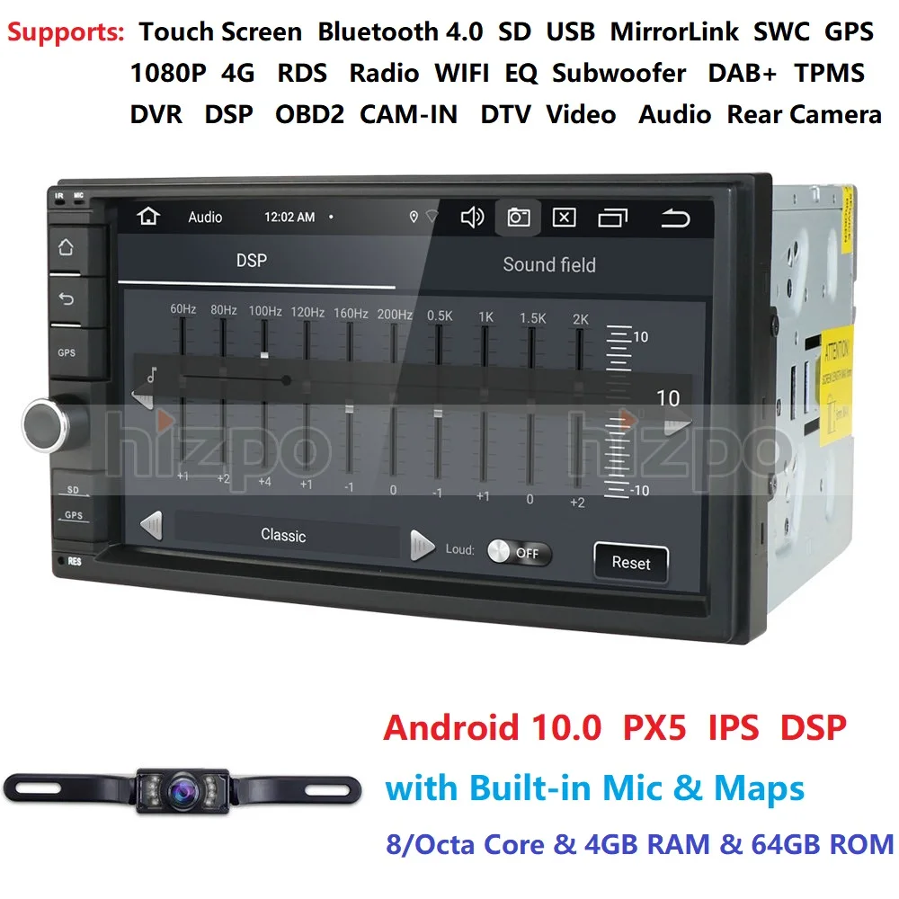 Стандартный двойной 2Din Android 10 в тире автомобильный стерео радио GPS навигация