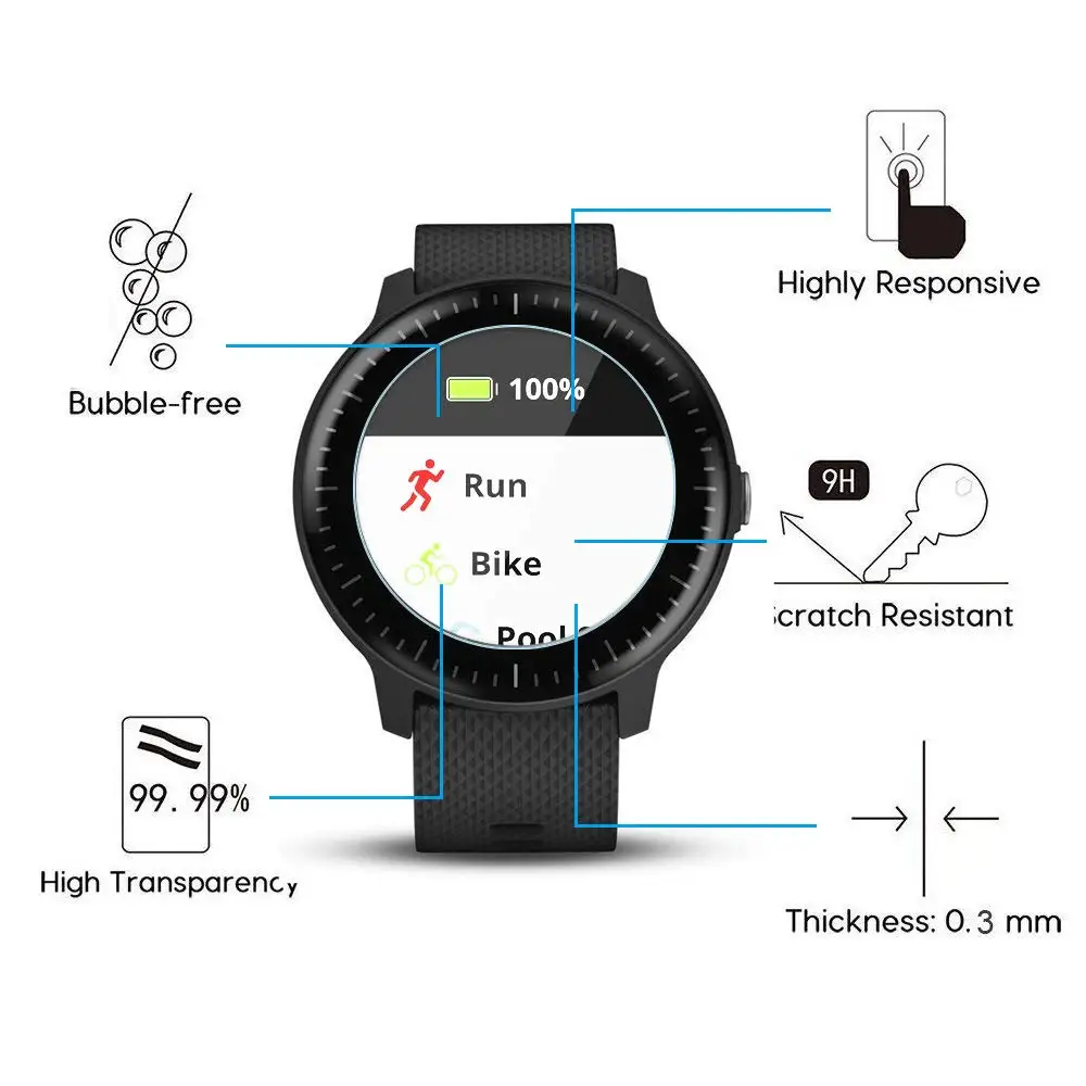 Ультрапрозрачное закаленное стекло для Garmin Vivoactive 3 Защита для музыкального экрана Защитная пленка для часов Vivoactive3 крышка дисплея