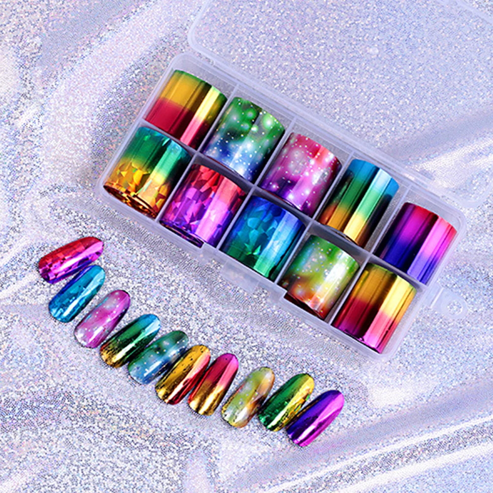 40 Rolls PVC Nail Art Stickers Salon DIY Manicure Non Toxic Women Self Adhesive Water Transfer Shining Starry Sky Tools Gift