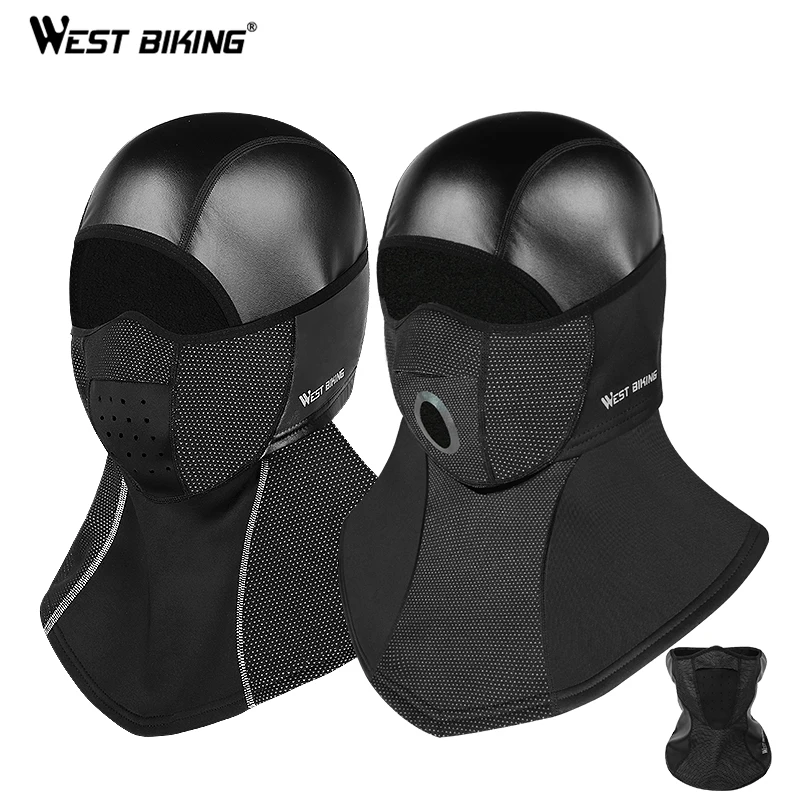 

WEST BIKING Winter Cycling Fleece Cap Rainproof Thermal Warm Face Mask Windproof Skiing Headwear Winter Helmet Hat