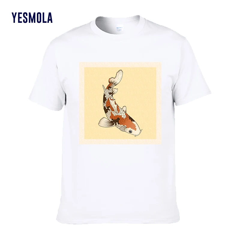 Футболка YESMOLA мужская женская футболка в японском стиле с изображением кои карпа