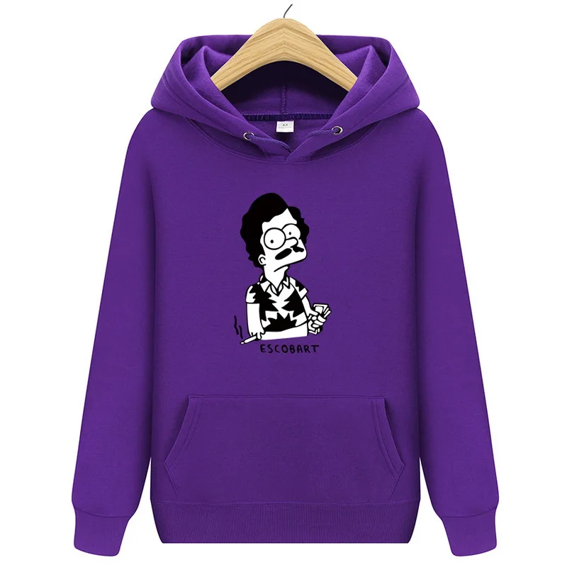 Hoodies ESCOBART Simpson Mens Hoodie Women Sweatshirts Oversized black Autumn Winter Hip Hop Men Hoodies Sweatshirt