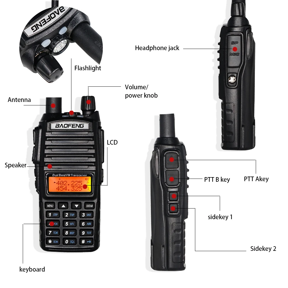 10km 8W Двухполосный рация UV 82 Baofeng FM трансивер портативное радио ветчина 128CH VHF/UHF