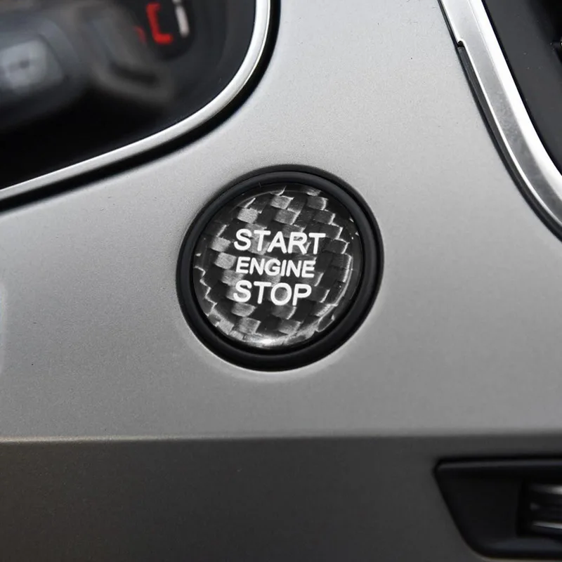 

For Audi A4L A5 A6L Q5 Q3 A7 Q7 Q5L Real Carbon Fiber Car Engine Start Stop Switch Button Trim Cover Car Stickers Decals Styling