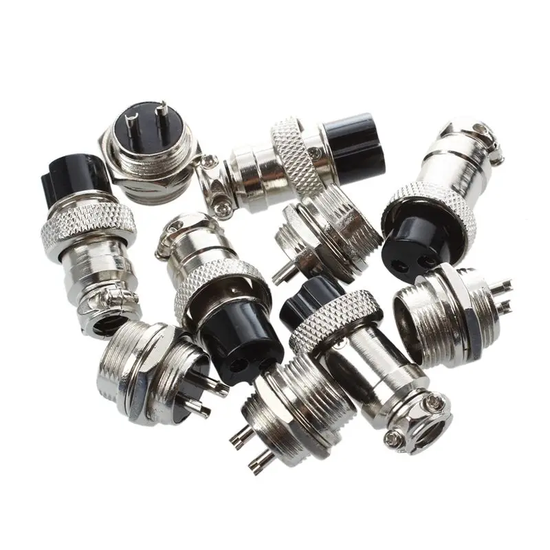 

New Universal Panel Mount 16mm 2Pin Aviation Connectors Plugs 5 Pcs
