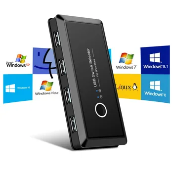 

KVM Switch USB Sharing Switcher 4 PCs Share 1 Device 2Port KVM Selector For Keyboard Printer Monitor USB Switch