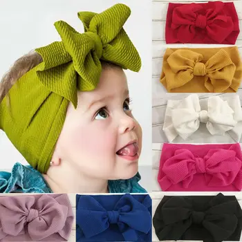 

Fit All Baby Large Bow Girls Headband Big Bowknot Headwrap Kids Bow for Hair Cotton Wide Head Turban Infant Newborn Headbands