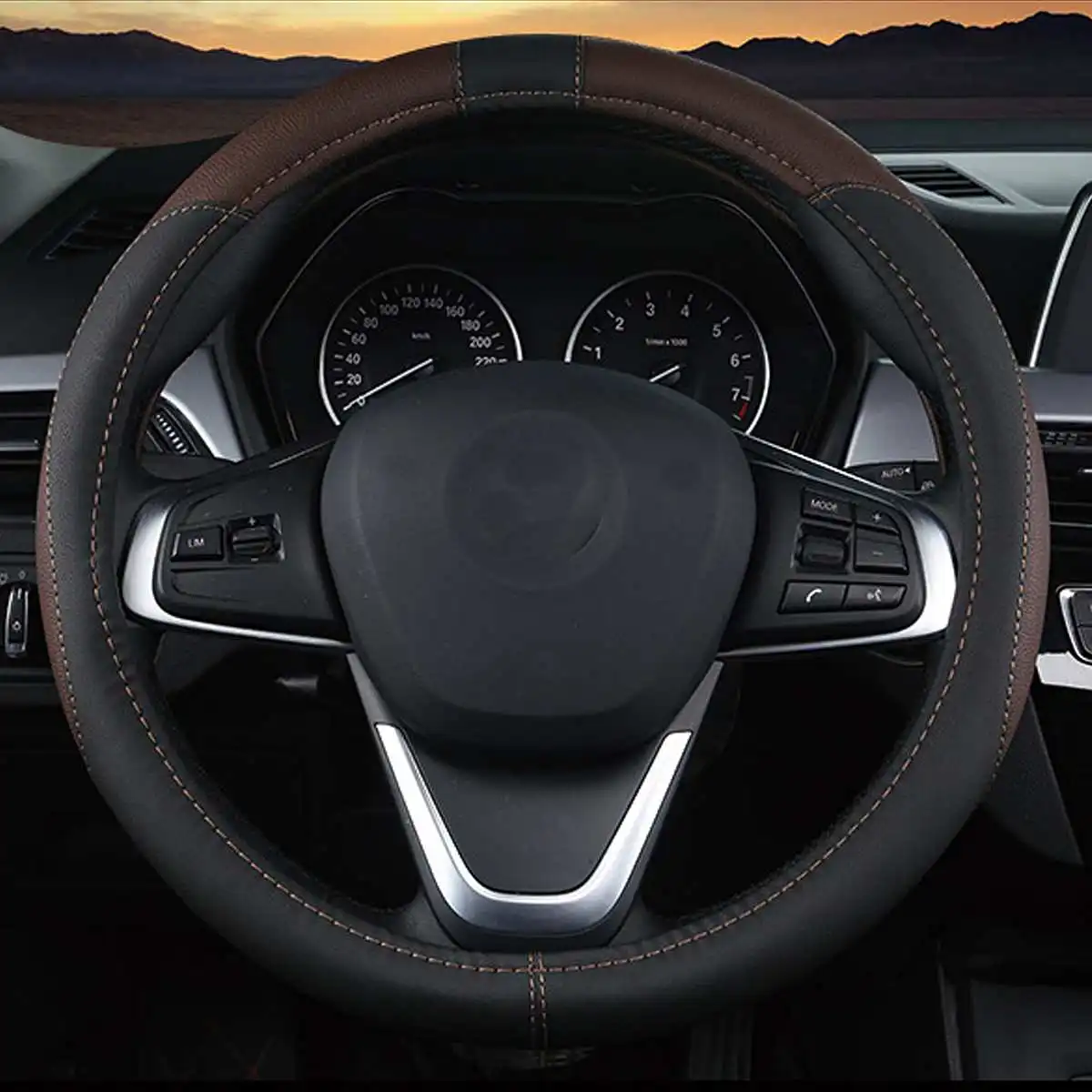Audew для Toyota/Honda/Nissan/Mazda 38 см чехлы рулевого колеса автомобиля Универсальные дышащие из искусственной кожи нескользящие для автомобиля Стайлинг Декор