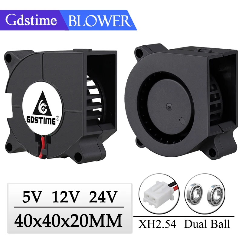 Gdstime DC 5V 12V 24V 40mmx20mm 40mm Axial Dual Ball Bearing Blower Fan 40x20mm 4cm Mini 3D Printer Turbo Blower Cooling Fan