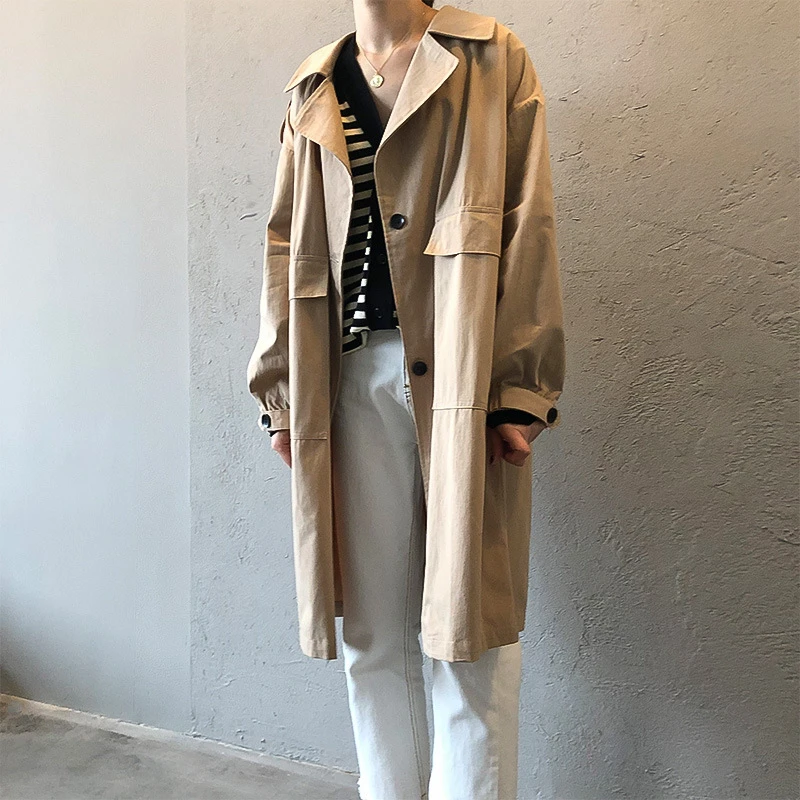 Хаки Куртка женская одежда корейская Куртка Harajuku пальто Тедди ветровка винтажное женское длинное пальто зимнее негабаритное пальто - Цвет: Хаки