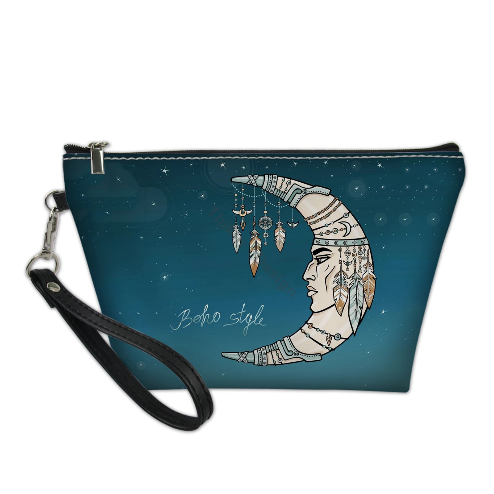 

New Moon Sunlight Printing Wash Kit Bags Women Cosmetic Cases For Make Up Ladies PU Leather Makeup Box Females Bolsa