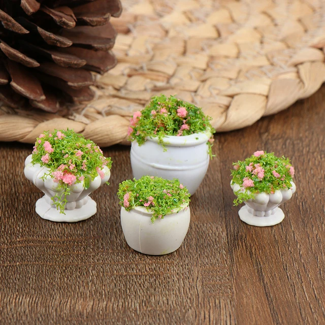 2pcs Dollhouse Furniture 1:12 Accessories Mini Green Plant Bonsai Flower Pots 1