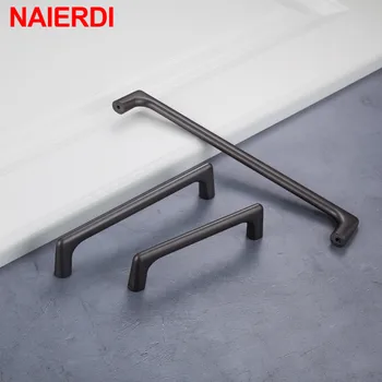 NAIERDI European Pearl Gray Gold Cabinet Handle Zinc Alloy Straight Handle Drawer knob Kitchen Cupboard Pulls Furniture Hardware