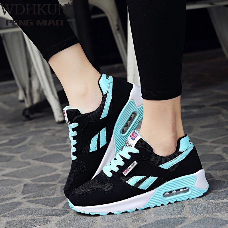 Zapatillas de deporte Air Cushion para mujer, zapatos deportivos con cordones correr al aire libre, Tenis planos informales para mujer 2021| Zapatos planos de mujer| - AliExpress