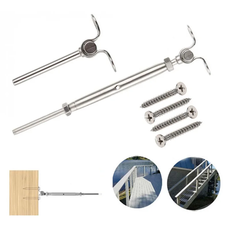 

Stainless Steel Wire Rope DIY Balustrade Kit Terminal Eye Bolts Wind Rain Proof