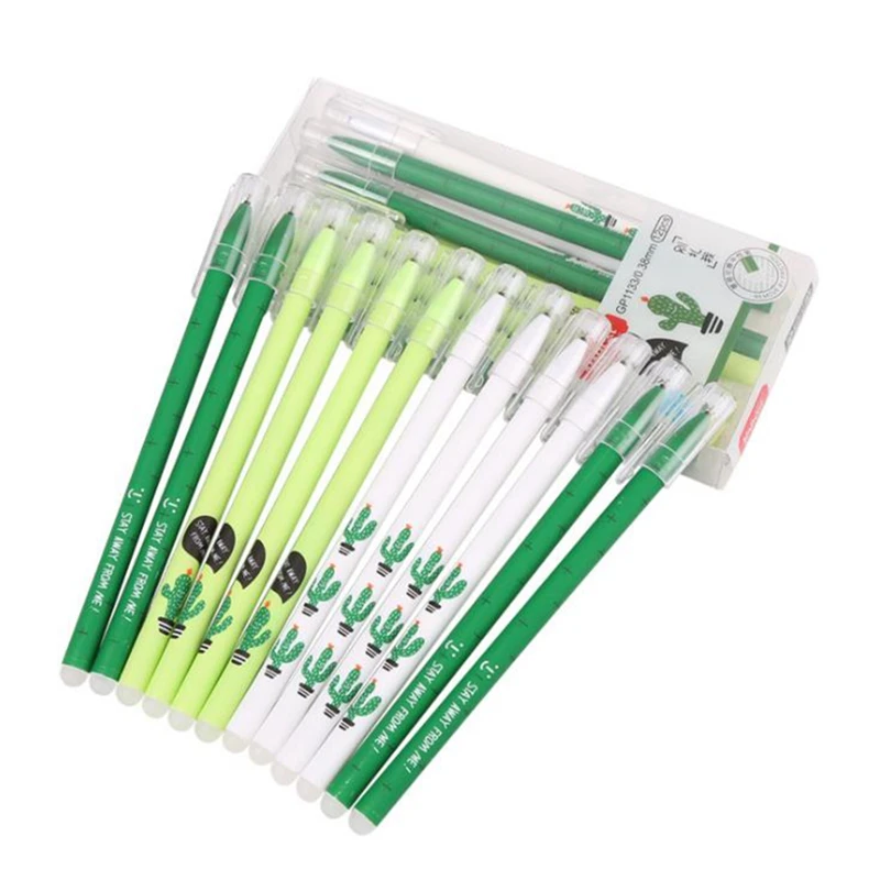 

3 Pcs/ Set Cute Cactus Erasable Pen 0.38mm Black/Blue Magic Ink Gel Pen for School Office Writing Supply Kawaii Stationery Gift