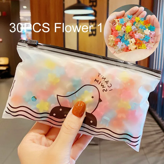 30/50PCS/Set Girls Cute Colorful Flower Star Mickey Small Hair Claws Kids Sweet Hairpins Hair Clips Fashion Hair Accessories 30pcs flowers 1